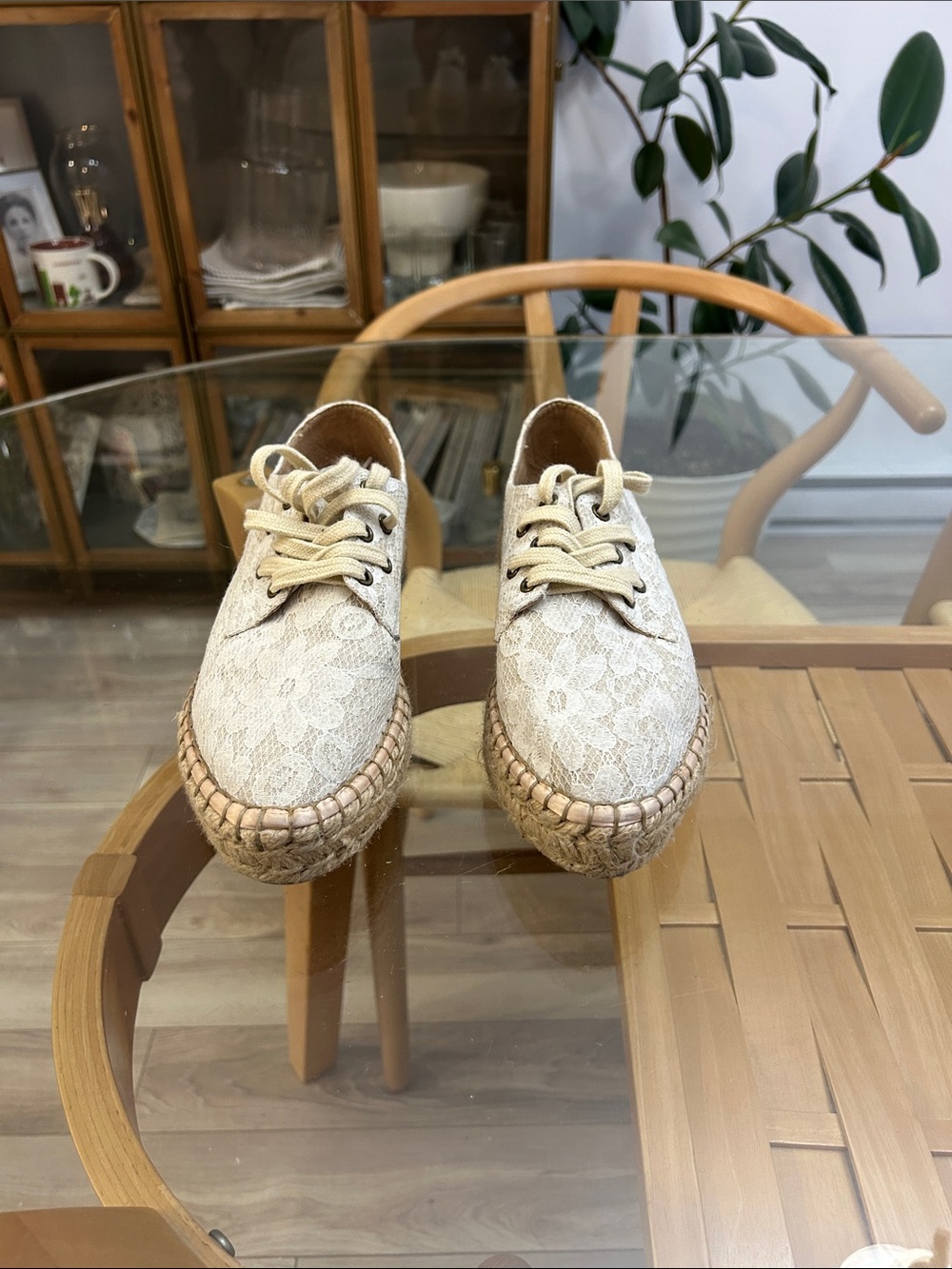 J Slides Lace and Leather Espadrille Sneakers